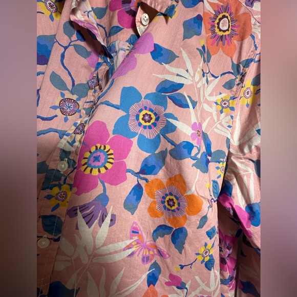 Liberty Art Fabrics for J. Crew Partial Button Down Floral Print Top Size 18 - Picture 11 of 17
